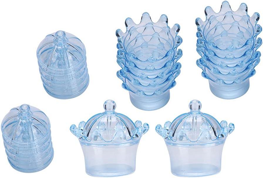 Candy Boxes,Gift Bags Transparent Crown Plastic Candy Box for Party Gift Chocolate Boxs Wedding Birthday Decorations12Pcs(Blue)