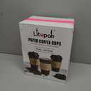 LITOPAK 100 Pack 16 oz Paper Coffee Cups with Lids, Black Disposable Coffee Cups with Lids, Sleeves and Stirring Sticks, for Parties, Picnic, Travel, and Events