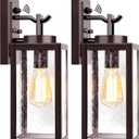 2-Pack 14'' Dusk to Dawn Outdoor Wall Light Fixtures, Oil Rubbed Bronze Exterior Lighting Fixtures Wall Mounted with Seeded Glass, Waterproof Porch Lights Outside Lanterns for House Front Garage