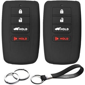 INFIPAR 2pcs Compatible with Acura ILX MDX RDX RLX TLX NSX 4 Buttons KR5V1X Smart Black Key Fob Cover Case Key Chain Protector Keyless Holder