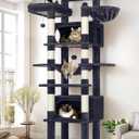 Globlazer XXL Giant Cat Tree, 83 Inch Heavy Duty Tall Cat Tower for Indoor Cats Large Adult, Multi-Level Large Cat Condo with 8 Scratching Posts, Hammock, 2 Cat Caves, 2 Platform, F83B, Dark Grey