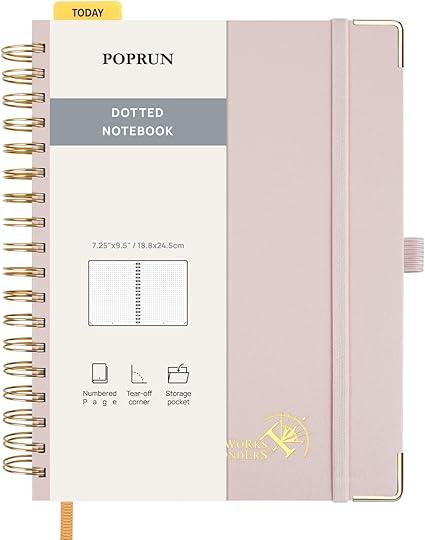 POPRUN Lined Spiral Journal Notebook for Women & Men, B5-7.25 x 9.5in, 220 Pages, 120 GSM College Ruled Notebooks, Hardcover Journals for Work, School, Note Taking Writing, Journaling, Pink