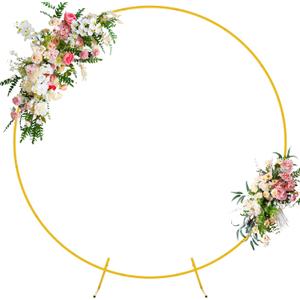 Wokceer Round Backdrop Stand 6.6FT Circle Balloon Arch Frame Circle Backdrop Stand Gold Round Arch for Wedding Birthday Party Bridal Shower Anniversary Event Ceremony Decoration