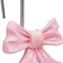 CHICTIE Decorative Shower Curtain Hooks, Bow Knot Shower Curtain Rings Hooks for Bathroom Baby Kids Room Rustproof Shower Hooks (Pink) 12pcs.