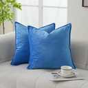 JIAHANNHA Velvet Royal Blue Throw Pillow Covers 18x18 Inches Pack of 2 Soft Decorative Square Cushion Covers for Couch Sofa Bed Livingroom Car,45x45Cm, 18" x 18" (Pack of 2), Royal Blue