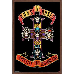 Trends International Guns N' Roses - Cross Wall Poster, 22.375" x 34", Mahogany Framed Version