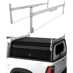 Mountainpeak Silver Adjustable Truck Cap Ladder Rack, Aluminum Universal Truck Topper Ladder Rack for Camper Shell, Lumber,Pipe