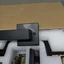 Goldenwarm Double Front Door Lock Set, Black Double Door Handle Set, Matte Black Double Door Handle with Dummy, Modern Double Front Door Hardware Set with Reversible Handle Lever