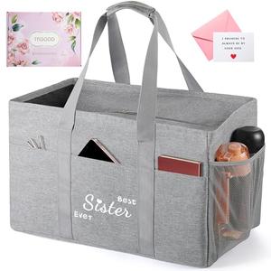 TRSODD Mothers Day Gifts for Sister Friends Birthday Gifts for Her Reusable Grocery Bags Foldable 10 Gallon Extra Large Utility Tote Bag,Set Of 2