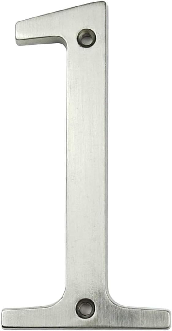 HASWARE House Number Sign 4 inch Modern Door Numbers Signage Plaque Street Home Address Numerals Zinc Alloy (1, Silver)