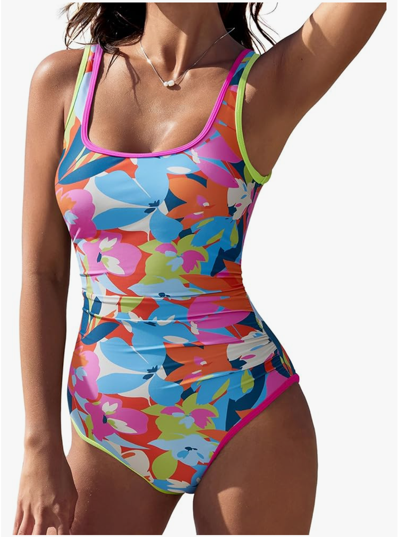 SUUKSESS Women Sexy One Piece Tummy Control Swimsuit Shell Stitched Bathing Suit M