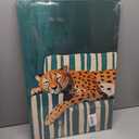 Maximalist Cheetah Wall Art Vintage Emerald Green Decor Poster Funny Sleepy Leopard Canvas Print Trendy Animal Pictures Aesthetics College Dorm Living Room Apartment 16x24 Inch Framed