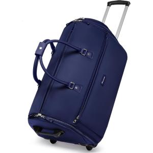 Modoker Rolling Garment Bags, Large Garment Duffle Bag with Wheels, 3 in 1 Garment Suit Luggage Bag for Women Men Business Travel Weekender, Blue