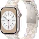 V-MORO Resin Band Compatible with Apple Watch 46mm/45mm/44mm/42mm Women Fashion Dressy Strap Bracelet lightweight Cute Wristband for iWatch Bands Series 11 10 9 8 7 6 5 4 3 2 1 SE2/3-Aurora