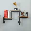 Industrial Pipe Shelving, Pipe Shelves with Wood Planks, Floating Shelves Wall Mounted, Retro Rustic Industrial Shelf for Bar Kitchen Living Room