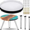 Lallisa 24 Inch Extra Large Resin Table Molds Round Epoxy Resin Molds Set with Metal Frame 3 Hairpin Legs for Table Epoxy Resin Table Mold Epoxy Table Mold for Charcuterie Board River Table DIY Art
