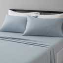 Amazon Basics Deluxe Breathable Wrinkle Resistant Brushed Microfiber Polyester Bed Sheets, 4-Piece, Full, Spa Blue Striped