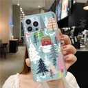 Qimulgociz Aesthetic Christmas Village Trees and House Case for iPhone 13 Pro, Winter Silvan Snow Ground with Fox Cover for Girls Boys Women Men, Trendy TPU Bumper Cover Case for iPhone 13 Pro