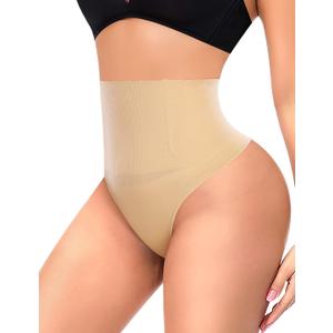 Womens Thong Shapewear Mid to High Waisted Shaper Thong WN0017 (Large, 01#a Beige#lower Belly)