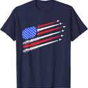 Fighter jets with USA American flag 4th of July celebration T-Shirt, 4XL