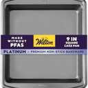 Wilton Platinum Non-Stick 9 x 9 Inch Square Brownie Cake Pan, Stainless Steel Bakeware, Made without PFAS (Standard)