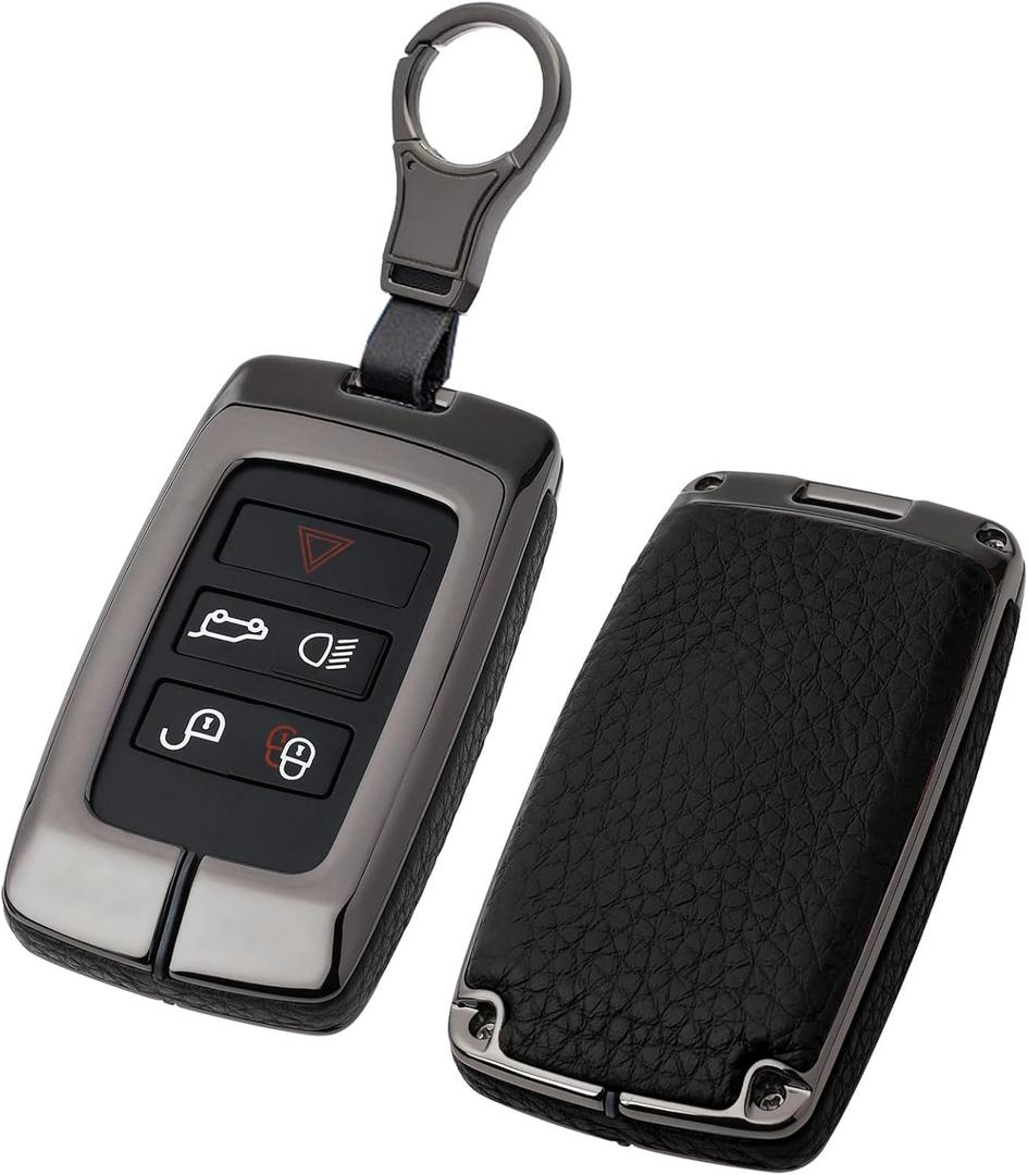 ontto Key Fob Cover Case Compatible with Land Rover (Black metal shell)