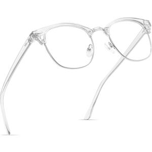 Blue Light Glasses for Woman/Men Computer Bluelight Glasses Womens/Mens (B-crystal Silver Frame)