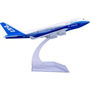 Diecast Airplanes 1:400 Scale Model Plane B747 Model Airplane Model for Decoration and Gift (Blue)