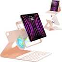 Keyboard Case for iPad Air 5th/4th Pro 11 inch, 7-Color Backlit Detachable Wireless Keyboard Case with Pencil Holder, 360 Rotatable, Stand Folio Cover for Gen 2020/2022, Pro 4th/3rd/2nd/1st Gen (Pink)