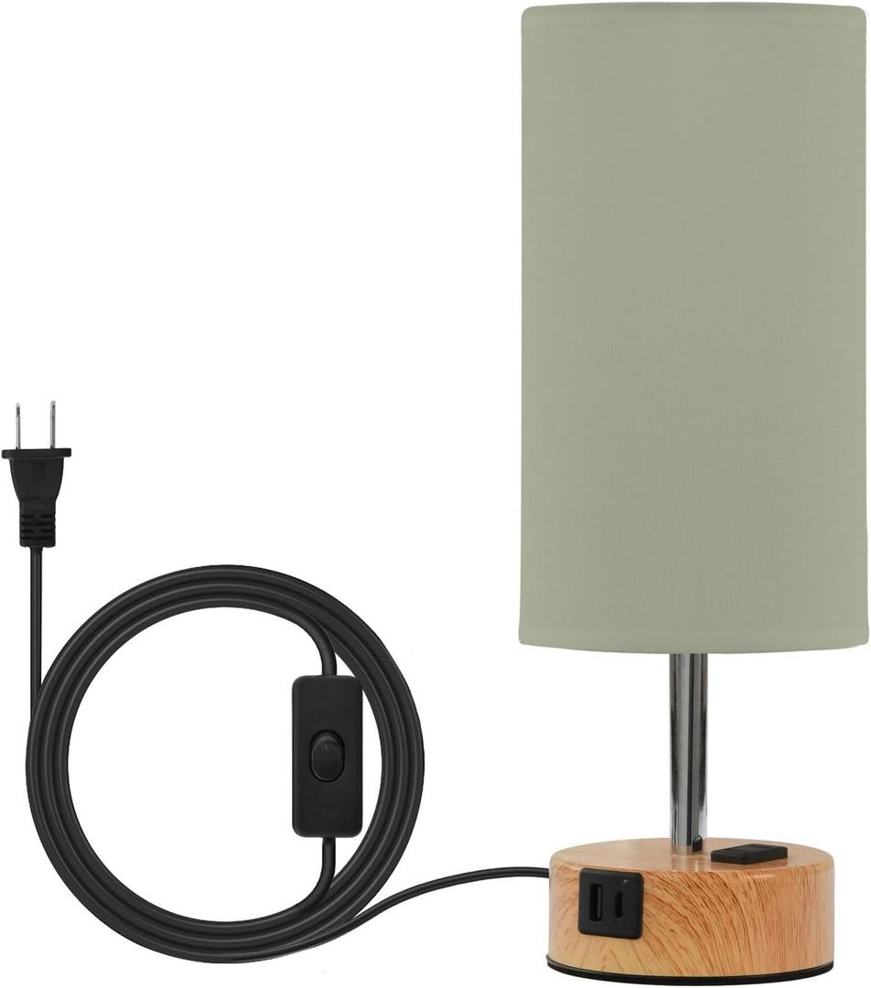 Bedside Table Lamp Touch Control with USB Port,Sage Green 3 Way Dimmable Nightstand Lamp for Bedroom, Dorm, Living Room, Office