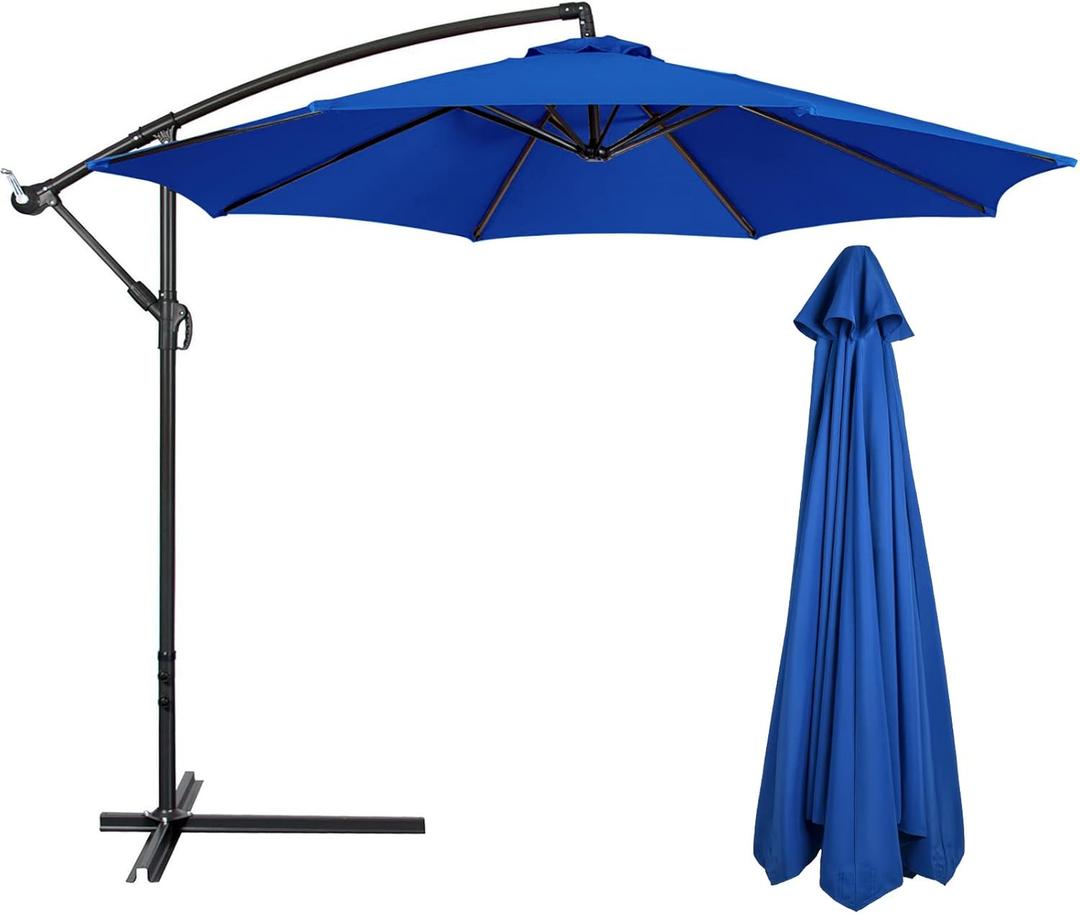 belupai 10ft Patio Umbrella Replacement Canopy, 6 Ribs Canopy Replacement Water Resistant Patio Canopy Outdoor Table Market Yard Umbrella Top Outdoor Umbrella Canopy 56-58in Ribs (Canopy Only)(Blue, 6Ribts)