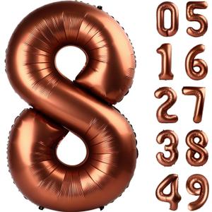 Dark Brown 8 Balloon,Foil Birthday Number Balloons,40 Inch Decorations 8th