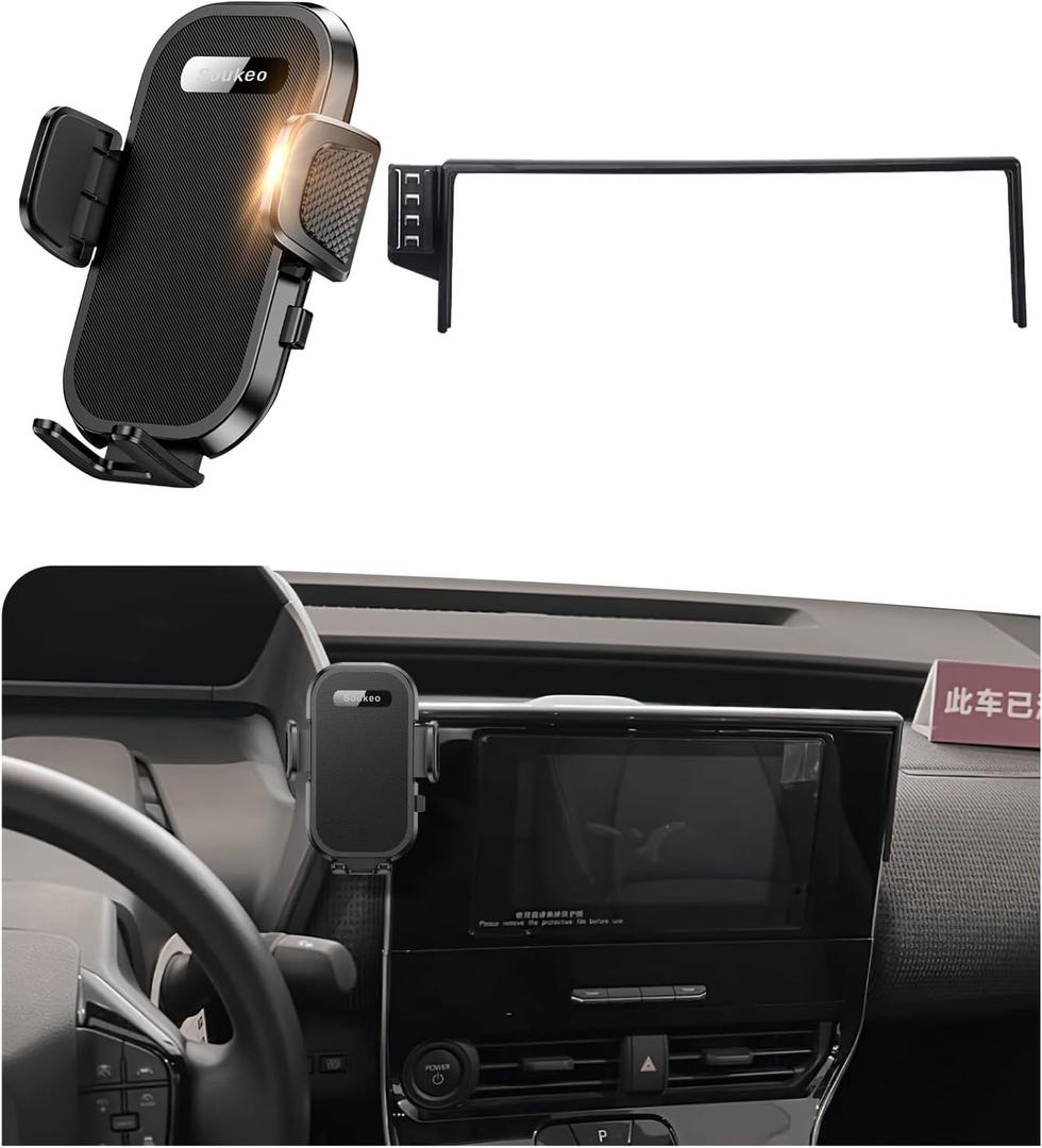 Upgraded Car Phone Holder Fits for Toyota BZ4X 2023 2024, Subaru Solterra 2023 2024 Auto Accessories(Only fit for 8/12.3-Inch Screen),Cradles Adjustable Cell Phone Mount for 4-7 in Phones