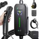 32A Level 2 Tesla Charger, [1.8 Led Screen, 10-32A Adjustable Current, Timing Delay, Ip67/Ip65] 25ft Tesla Mobile or Home Wall Charger, 240V Nema 14-50 Plug, Wall Mount, Connector for Model X/Y/3/S