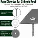 Roof Rain Diverter for Shingle Roof, 304 Stainless Steel Flat-Head Nails