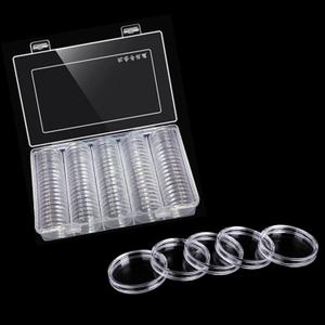 MUDOR 25 mm Coin Holder for Quarter, 100 Pieces Coin Capsules with Case, Coin Storage Case Box for Coin Collection, Coin Collection Supplies