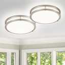 DLLT 2Pack Flush Mount LED Ceiling Light: 13 Inch 5CCT (3000K-6000K) & Dimmable Ceiling Light Fixtures for Bedroom Hallway - 24W Modern Brushed Nickel Super Bright Kitchen Lighting Fixtures Ceiling