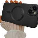 Magnetic for iPhone 13 Phone Case for Women/Men, Matte Luxury Soft Metallic Luster Design with Camera Lens Protector, Compatible with Magsafe Case for iPhone 13 6.1" - Black