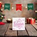 Wooden Box Signs: Believe, Merry Christmas, Perfect Pink & Red Decorations - 5x5 Inch, Great Gifts for Her