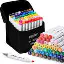 Vitoler Alcohol Markers 48 Colors,Dual Tip Coloring Markers,Chisel & Fine Tip for Book Painting,Art Marker Set for Card Making Art Supplies