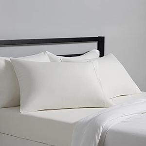 Amazon Basics Standard Pillowcases Set of 2 - Lightweight, Super Soft Easy Care Microfiber, Cream, 30" L x 20" W, Pillows Not Included