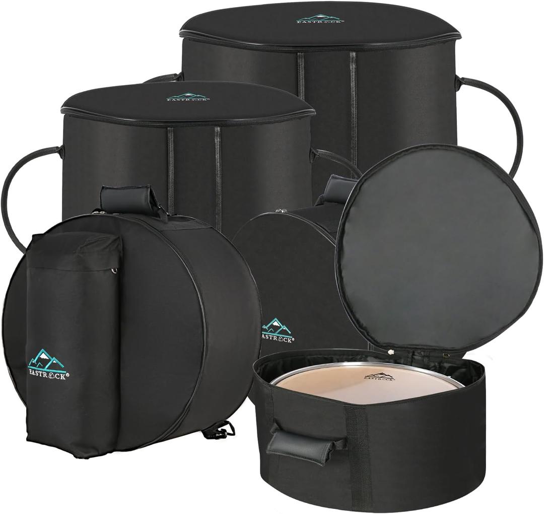 EASTROCK 5-Piece Drum Bag Set for 14" Snare, 12" Tom, 13" Tom, 16" Floor Tom, 22" Bass Drum, Drum Cases with Carry Handles, Lightweight Drum Set Bags for Travel & Storage(5 Pieces)