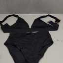 Bikini Set for Women Tummy Control Two Pieces V Neck Bathing Suit High Waisted Swimwear (Medium, Black)