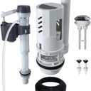 3-Inch Dual Flush Valve Replacement Kit for 2-Piece Toilets - Complete Toilet Repair Set with Push Button Flush Valve, Fill Valve, Gasket & Bolts