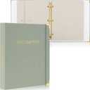 Aesthetic Document Organizer - Sturdy Linen 3-Ring Binder Safely Stores All Your Important Documents and Files in One Place - Easy to Use Expanding Storage Folder Incl. Envelopes, Pockets & Labels (Sage)
