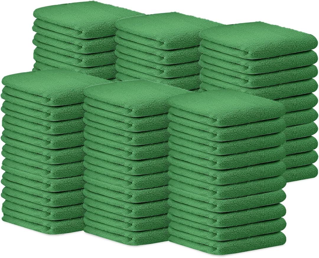 Avalon Towels Bar Towels (Pack of 60) Size 14x17 Inches 100% Cotton, Absorbent and Reusable Cleaning Rags, Multipurpose Cleaning Towels, Terry Cloth Rags, Durable Shop Rags (Green)