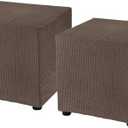 Uxcell 2Pcs Square Foot Stool Cover 18x18x18inch Stretch Polyester Foot Rest Slipcovers Footstool Protector for Living Room Bedroom, Brown