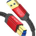 JSAUX USB 3.0 Printer Cable, Type A Male to B 3.0 Male (10ft/3M) USB 3.0 Type B Upstream Cord Nylon Braided Compatible with Docking Station, External Hard Drivers, Scanner, Printer and More(Black)