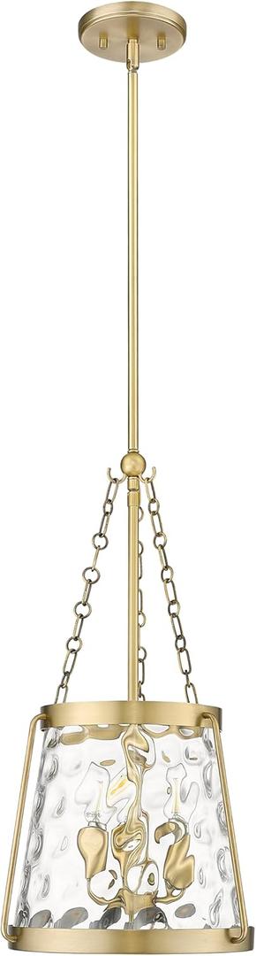ML Lighting | Adabella Collection | 20403-VB | 3 Light Pendant in Vintage Brass Finish with Clear Hammered Glass Shade | Perfect for Kitchens, Dining Rooms, Living Rooms, Entryways, Hallways