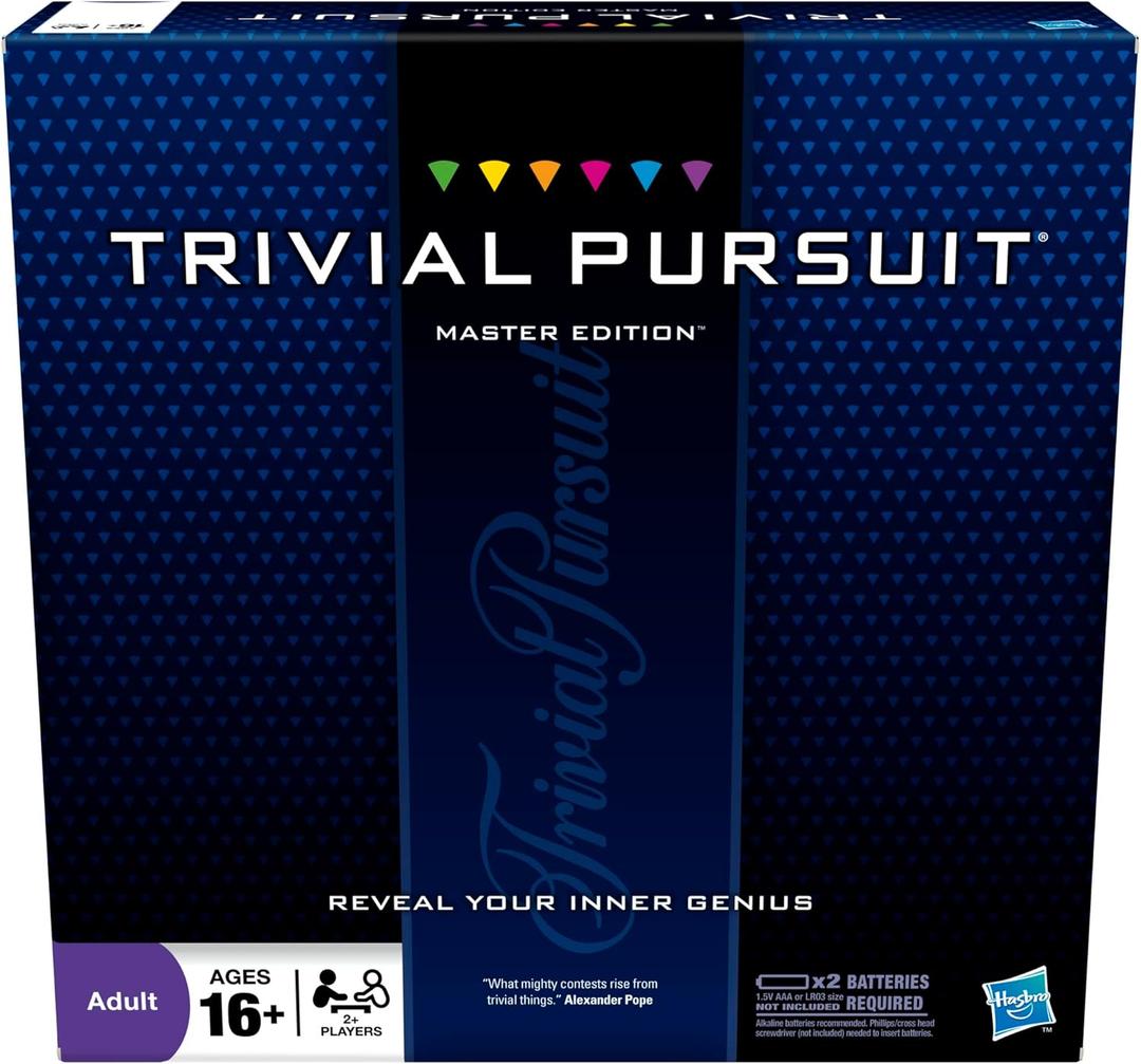 Hasbro Gaming Trivial Pursuit Master Edition Trivia Game, Board Games for Adults and Teens, Includes Electronic Timer, Trivia Games for 2 to 6 Players, Ages 16 and Up 